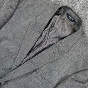 Joseph Feiss Gold Men's 50 Long Gray Herringbone 100% Lambswool Blazer Jacket